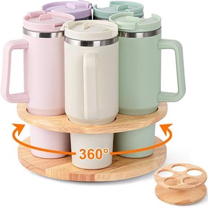 $30 MyLifeUNIT Water Bottle Organizer for Stanley Cups 40oz30oz20oz, 360  Rotating Wooden Tumbler Organizer, Stanley Cup Holder for Cabinet Storage (Yellow)
