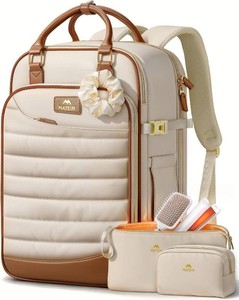 $46 MATEIN HER Quilted Travel Backpack with Hot Hair Travel Bag, 4-Piece Set