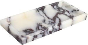 $47 Small Marble Bathroom Tray, Real Marble Vanity Tray, Natural Stone Organizer for Countertop, Mini Marble Organizer for Jewelry Perfume Towel, Non-Resin Non-Ceramic (Calacatta Viola 7.9 x 3.9 x 0.7)