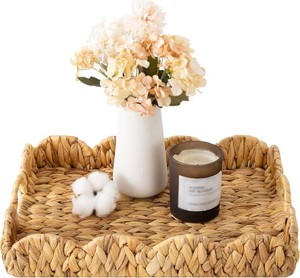 $26 StorageWorks Scalloped Basket Tray, Rectangular Wicker Scalloped Tray