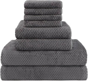 $21 HOMEXCEL 8PK Bath Towel Set, Soft Absorbent, 2 Bath, 2 Hand, 4 Wash, Grey