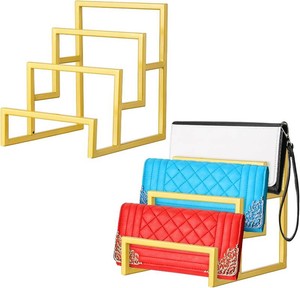$39 DoubleFill 2 Pack Purse Organizer for Closet 3 Layer Gold Display Stand