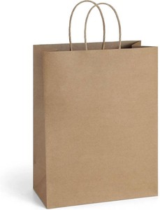 BagDream Kraft Paper Bags with Handles 10x5x13 Inch Brown 25 Pack