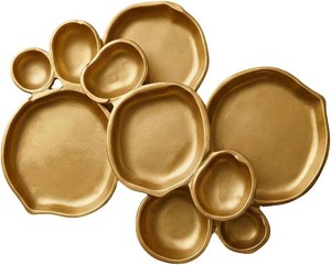$86 Clustered Serving Bowl, Nine-Grid Design Gold Charcuterie Tray, Elegant Snack Platter, Multipurpose Entertaining Centerpiece for Parties, Appetizers, Nuts, Fruit (Gold)