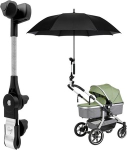 Umbrella Holder for Stroller, 360  Adjustable Universal Umbrella Mount Clamp for Camping Chair, Wheelchair, Beach Chair & Golf Cart, Scratch-Free Secure Grip