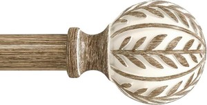 $43 QDWIS Boho Wood Curtain Rods for Windows 72 to 144 inch,1 Adjustable Heavy Duty Window Curtain Rod with Imitation Wood Grain Finials,Rustic Decorative Drapery Rods Set,Size36-150,Weathered Wood