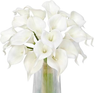 Letjolt White Calla Lily Artificial Flowers 20 Pieces Bouquet
