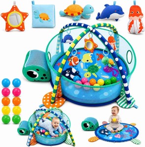 $50 TOY Life Turtle Baby Play Gym & Ball Pit with Balls, Tummy Time Mat