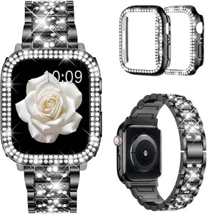 $20 Mosonio Bling Bands for Apple Watch Women and 2P Case,Metal Band for iwatch