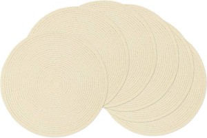 SHACOS Round Braided Placemats Set of 6 Round Table Place Mats for Dining Tables 15 inch (Cream, 6)