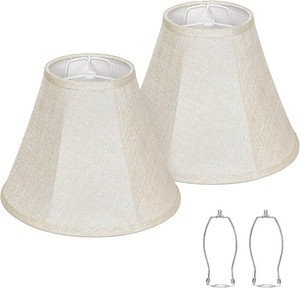 $39 Bell Lamp Shades Set of 2, 6Top x 13Bottom x 10High, Champagne Beige Rectangle shape. See photos for accurate representation