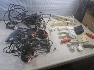 (BR3) Assorted Multi-Plug Outlets and Misc Cords and Cables