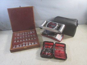 (A-2) Vintage Jeanie Rub Massager, Small Chess Set and Driver Bits
