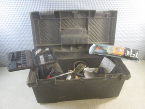(EW3) Plastic 20 Tool Box with Contents - Latches Broken On Box