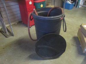 (EW3) Rubbermaid Trash Can Converted To Garden Hose Organizer Storage with Hose