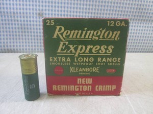 (BS) Vintage Old New Stock 25 Round Box of 12 GA 5 Shot 2 34 Remington Express