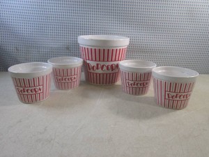 (CSB) 5pc Ceramic Popcorn Bowl and Bucket Set