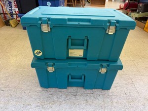 2 Sterilite Latching Trunks with Wheels