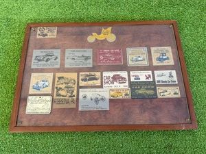 Car Show Dash Plaque Collection in Wooden Display Frame