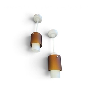 Set of Two vintage Mid-century Modern Hanging Cylinder Pendant Lamps
