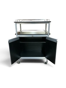 Safco Mobile Beverage Cart (Model 8964BL), a rolling multi-shelf utility and refreshment station