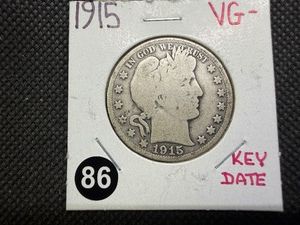 Semi Key Date 1915 Barber Silver Half Dollar