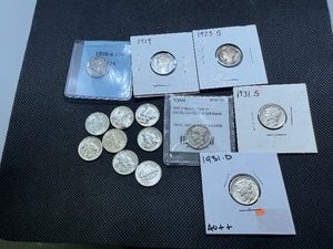 Fourteen High Quality Silver Mercury Dimes