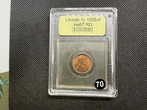 1935-D Lincoln Cent USCG MS67 Red - Greysheet Wholesale Value for an MS65 RD is $65
