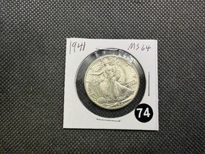 1941 Walking Liberty Silver Half Dollar Marked MS64 When Purchased - Greysheet Wholesale Value for an MS64 is $105