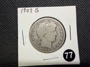 1909-S Barber Silver Half Dollar