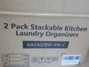 2 pack Stackable Kitchen and Laundry Organizers Wood and Metal