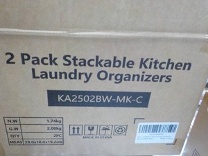 2 pack Stackable Kitchen and Laundry Organizers Wood and Metal