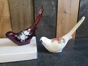 2 Fenton Long Tail Bird Of Happiness both Hand Painted and Signed