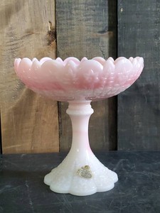 Vintage Fenton Glass Roselene Slag Pedistal Compote Dish Beautiful
