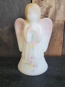 Fenton Art Glass Opalescent Hand Painted Signed Angle   So Pretty