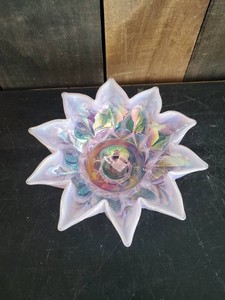 RARE Pink Opalescent 10 pint Starred Candle Holder This is Stunning