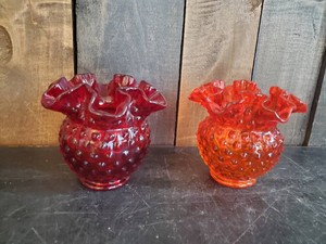 2 Fenton Rare Colored Hobnail Bud Vases - Wow