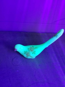 Fenton Custard Glass Bird of Happiness Hand-painted Signed