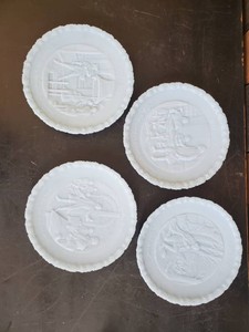 Complete set Fenton Colonial WhiteBlue Milk Glass Plates