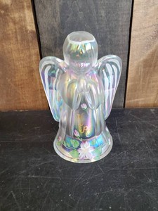 Fenton Art Glass Iridescent HOPE Hand Painted Signed Angel