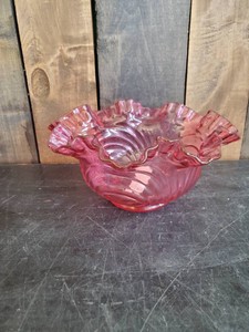 Fenton Cranberry Ruffled Edge Bowl