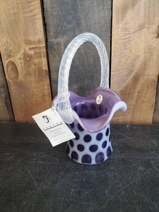 Stunning Fenton Amethyst Coun Dot Art Glass Basket