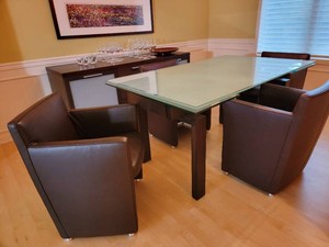 Calligaris Contemporary Extendable Tempered Glass Dining Table