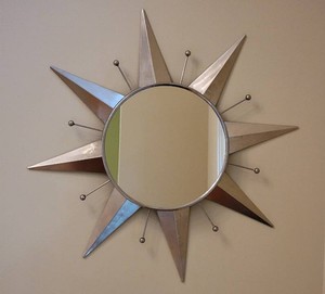 Vintage Inspired Silver Sunburst Wall Mirror