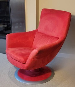 Red Suede Swivel Lobster Armchair