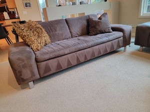 W. Schillig Mocha Suede Leather Goya Sofa, b