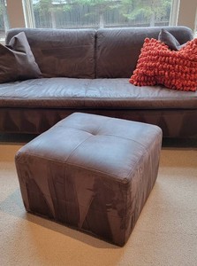 W. Schillig Mocha Suede Leather Goya Ottoman