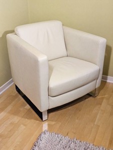 W. Schillig Taboo German Modern Cream Leather Club Chair