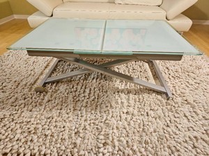 Calligaris Eleven Contemporary Adjustable Height Glass Coffee & Dining Table