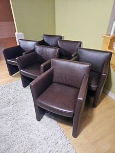 W. Schillig German Brown Leather Armchairs